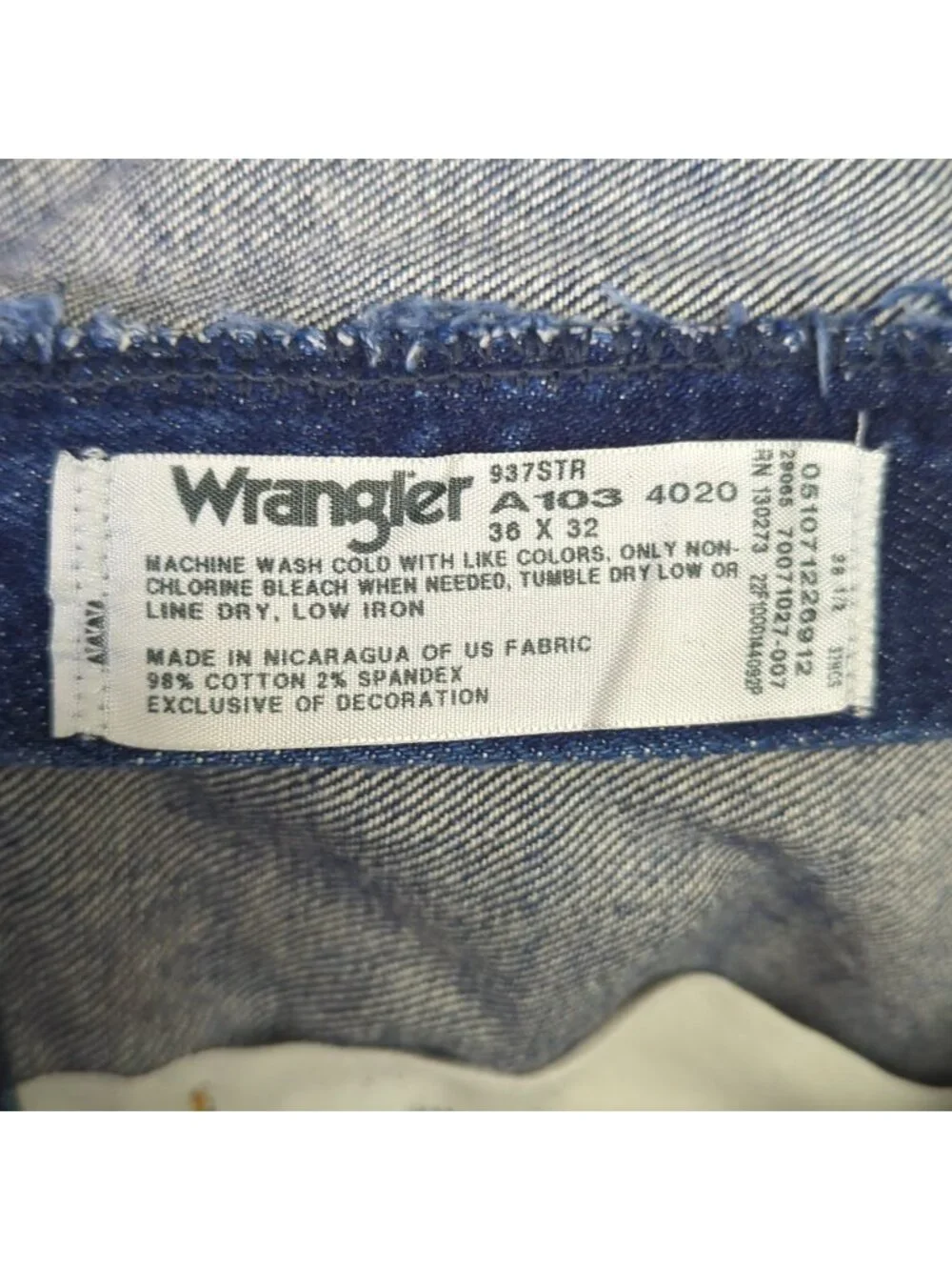 Wrangler Jeans Men's 36x32 Fits 36x31 Blue 937STR Slim Fit Cowboy Rodeo